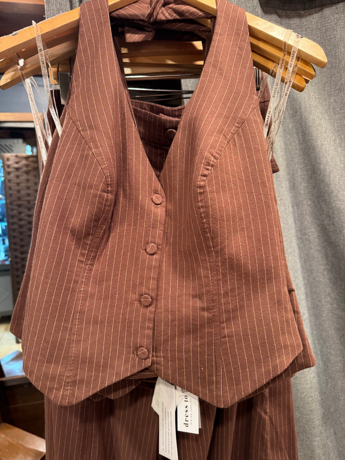 Dress to pinstripe vest