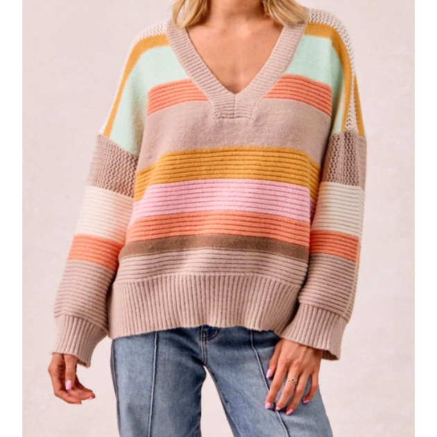 Striped V-Neck Sweater