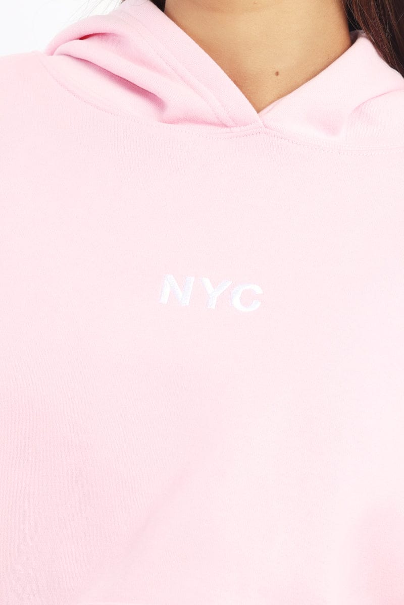 Pink Hoodie Sweater Long Sleeve