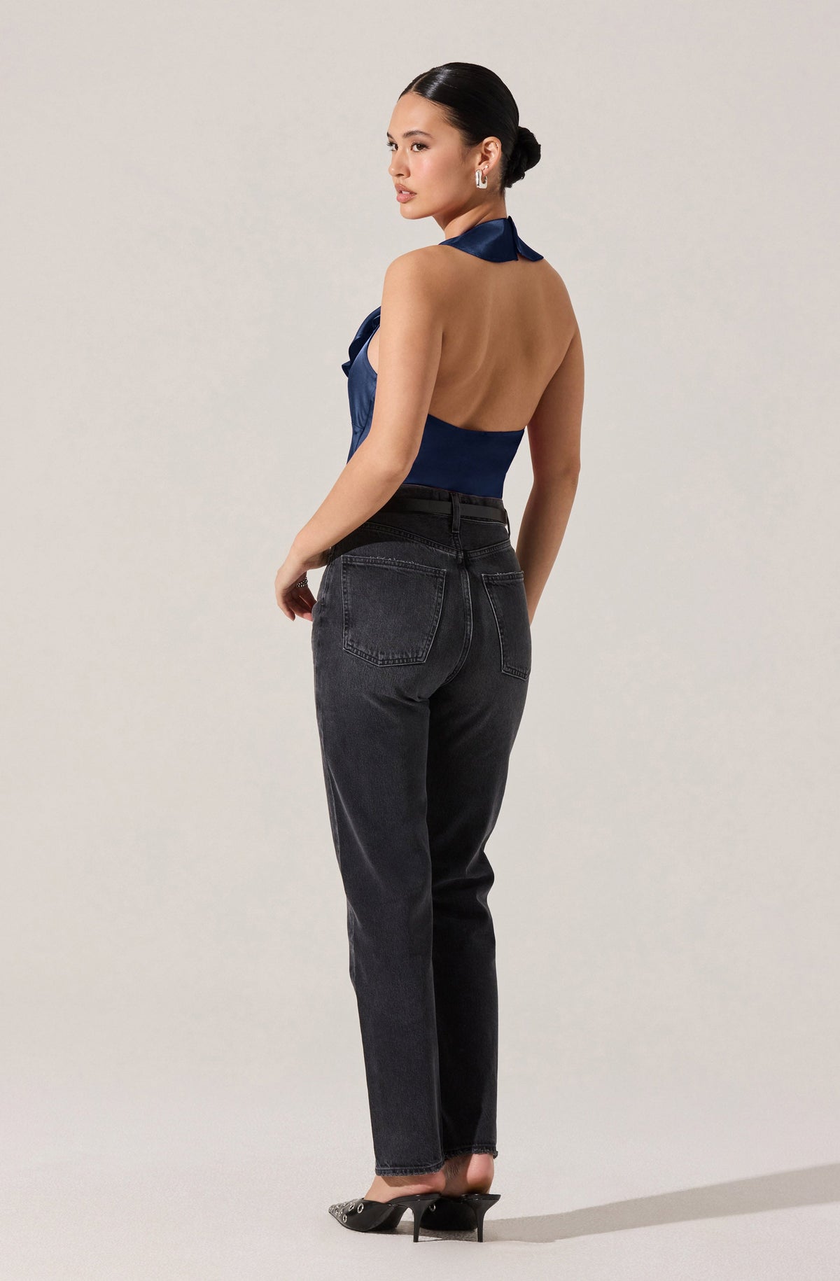 Morrigan Satin Ruffle Halter Top