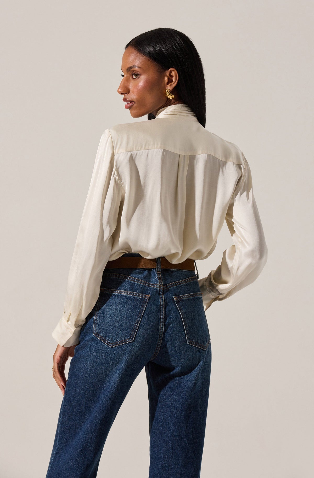 Mabry Satin Bow Tie Top