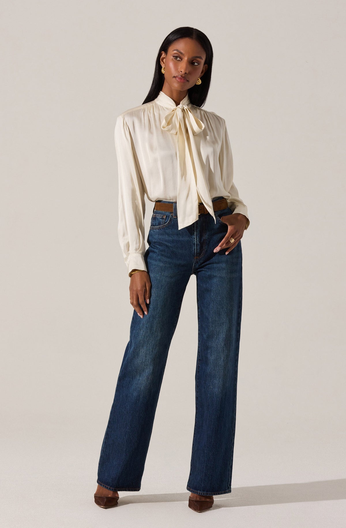 Mabry Satin Bow Tie Top