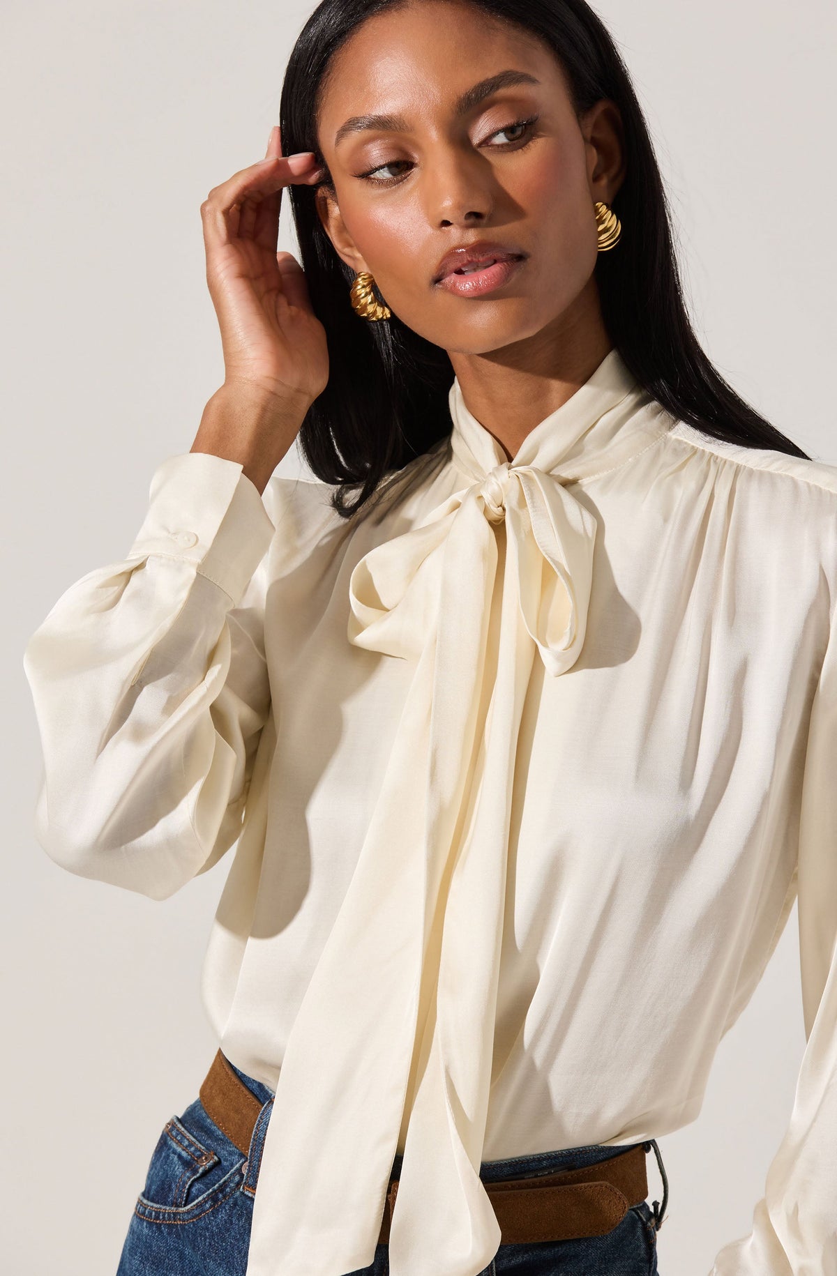 Mabry Satin Bow Tie Top