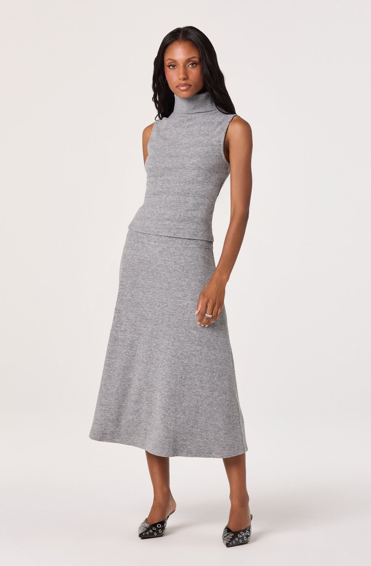 Sleeveless Knit Turtleneck Top