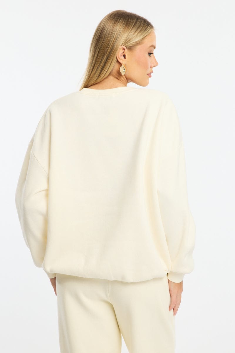 White Graphic Sweater Long Sleeve