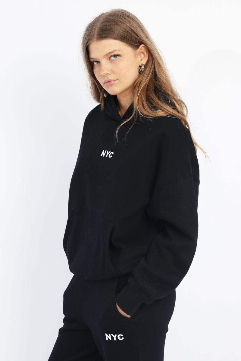 Black Hoodie Sweater Long Sleeve