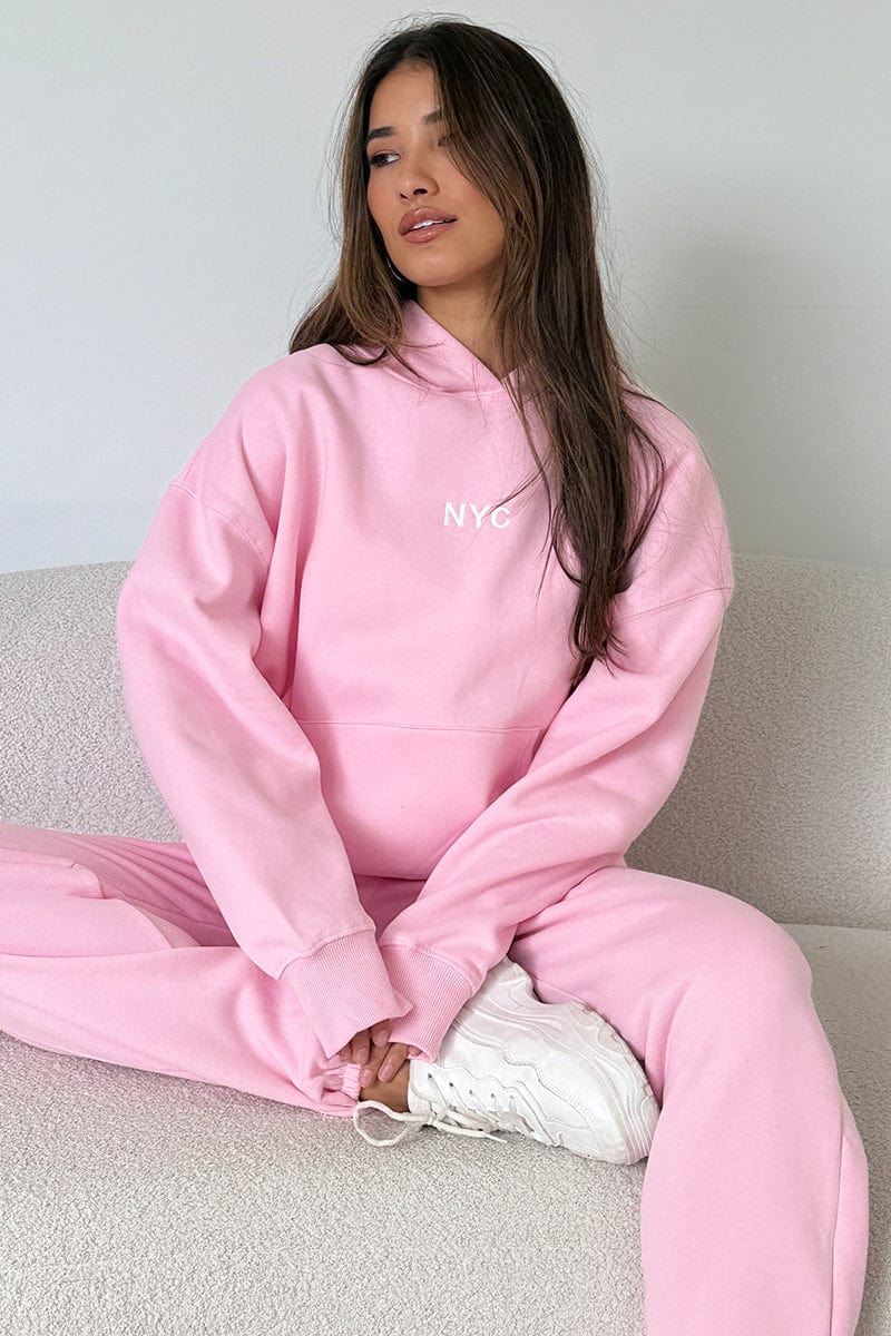 Pink Hoodie Sweater Long Sleeve