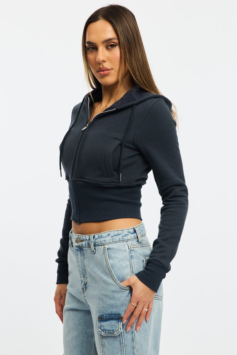 Blue Zip Through Hoodie
