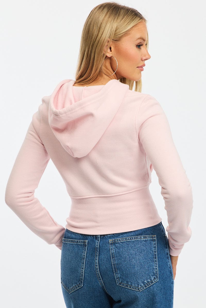 Pink Zip Through Hoodie